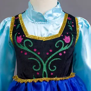 Summer Turtleneck Dresses For Girls Fairy Dress Up With Rose Cape Girls Anna Elsa Dress Fancy Princess Costume