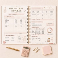 Ensemble cadeau de planificateur budgétaire en spirale Hongbo personnalisé de 7,1 x 9,3 pouces avec stylo diamant, organiseur d'argent liquide et carnet de suivi des dépenses pour femmes