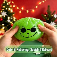 Jouet Squishy Grinch Vert en forme de Boulette Vapeur, Boîte Mystère, Anti-stress de Noël, Cadeau Fidget à Presser pour Adolescents et Adultes