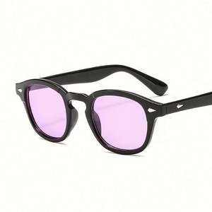 Gafas de Sol Redondas para Hombre, con Lentes Transparentes de Color, Diseño de Marca, para Fiestas, Estilo Johnny Depp, Azules - Product Image 4