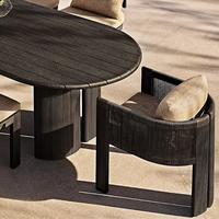 Ensemble de salle à manger d'extérieur en teck moderne de luxe, chaises empilables imperméables, table pour hôtel, villa, jardin, terrasse, restaurant