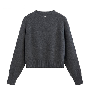 VETLURY - Cardigan court 100% <span class=keywords><strong>laine</strong></span> - Pull élégant à col rond - Luxe discret, doux et chaud - Service OEM ODM - Product Image 2