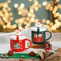 Seaygift Tasse en porcelaine minimaliste créative Festive Joyeux Noël Père Noël Design pour petit déjeuner Lait Cadeaux promotionnels