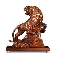 Sculpture de tigre en cuivre violet, statue d'animal en métal moulé, ornement montagne et rivière pour la maison, le bureau, ou comme cadeau