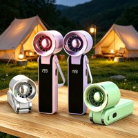 Ventilateur portable pliable avec affichage numérique, mini-ventilateur de refroidissement, ventilateur de poche pliable, ventilateur de cou à suspendre pour l'extérieur