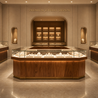 Vitrine de présentation de bijoux en bois et verre antique sur mesure avec éclairage LED, durable et écologique, pour bijouterie, musée