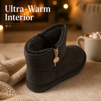 Bottes d'hiver pour homme personnalisables, en daim synthétique noir, antidérapantes, doublure en fourrure, bottines chaudes à la cheville, semelle en caoutchouc, fermeture éclair, bottes de neige