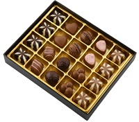 Boîte cadeau chocolat personnalisée GOLD, revêtement UV, gaufrage, estampage, plateau en plastique PP recyclé, usage alimentaire, modèle GOLD-398 personnalisé