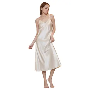 Wholesale silky dress harness sleepwear satin pajamas women nightgown