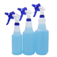 Bouteille pulvérisateur à gâchette en plastique PE cylindrique vide de 1L avec bleu et blanc
