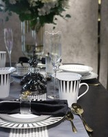 Service de table en porcelaine, couleur noir et or, service de petit déjeuner en céramique, Festival, vaisselle en céramique turque