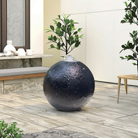 Ornements de jardin LED grès petite boule fontaine d'eau intérieur et extérieur cascades en acier inoxydable décoration intérieure