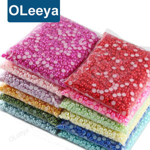 Hạt ngọc trai nhựa ABS nửa tròn, mặt phẳng, màu sắc đa dạng, kích thước từ 2mm-14mm, màu trắng, dùng làm đồ thủ công tự làm, xuất xứ từ nhà máy Oleeya. - Product Image 6