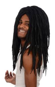 <span class=keywords><strong>Peluca</strong></span> negra con rastas para hombres y mujeres-<span class=keywords><strong>Peluca</strong></span> de giro largo para disfraces de Halloween - Product Image 3