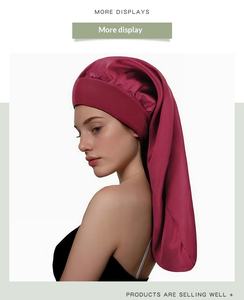 En gros Bonnet de nuit en satin imitation soie pour cheveux bouclés et tressés, grande taille, pour femmes, avec bandeau élastique long - Product Image 4