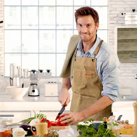 Tablier de cuisine en coton personnalisé multi-poches, couleur unie, réutilisable, pour le nettoyage, les ongles, les restaurants, les chefs, la maison et le jardin