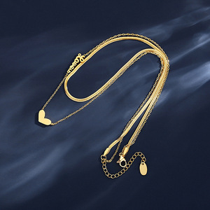 Collar de Acero Inoxidable con Colgante de Corazón y Cadena de Serpiente Chapada en <span class=keywords><strong>Oro</strong></span> de 18K, Regalo para Mujer, Venta al Por Mayor - Product Image 4