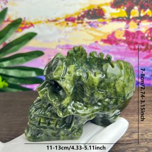 Cenicero con forma de calavera de <span class=keywords><strong>jade</strong></span> <span class=keywords><strong>verde</strong></span> natural y yooperlita al por mayor, 11-13 cm, artesanía de <span class=keywords><strong>piedra</strong></span> de cristal curativa para decoración y regalo - Product Image 4
