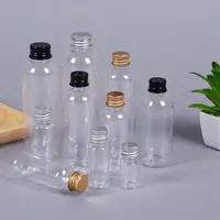ゴールドシルバーブラックアルミニウムキャップ付き透明PETプラスチックボトル空のエッセンシャルオイルサンプルテストチューブ