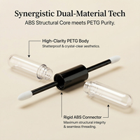 Tube de brillant à lèvres double embout 3,5 ml en PETG vide avec pinceau de précision pour marque privée, vente en gros, usine, en vrac