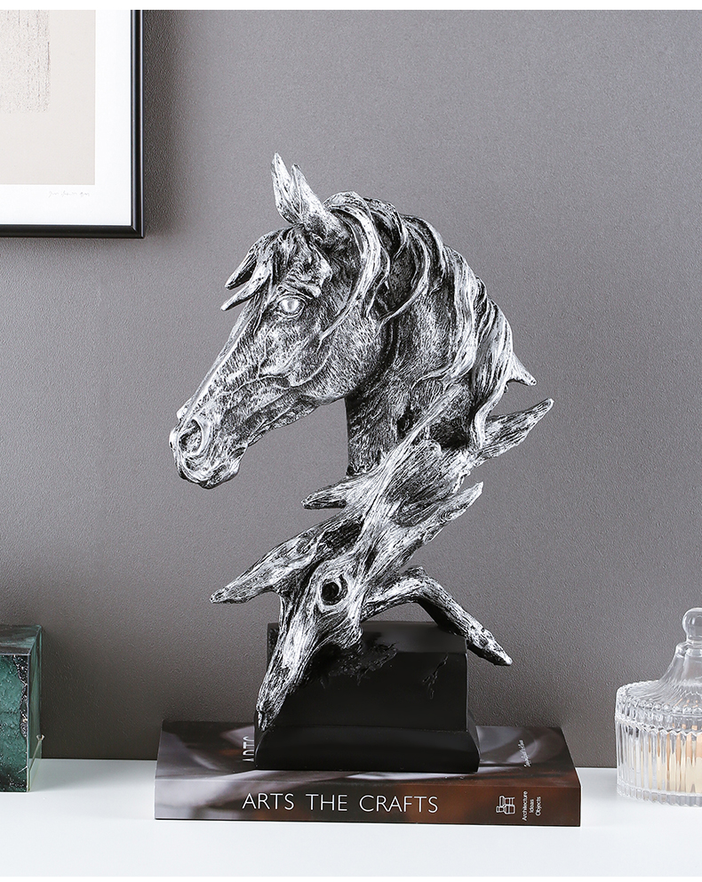 Hot selling retro home living room decoration art crafts horse head sculpture