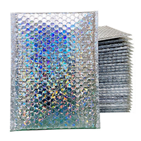 Argent Holographique Mat Rembourré Enveloppe Sac Personnalisé Expédition vêtements Emballage Mailing sacs Bulle Mailers