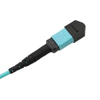 Kabel Patch Fiber Optik Aqua Breakout Multimode OM4 Plenum (OFNP) 8 Serat Duplex LC UPC MPO Female 4 LC UPC untuk FTTH/FTTX Garansi 2 Tahun