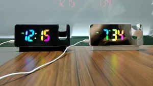 Đồng Hồ Báo Thức Gương Chiếu Nhiều Màu LED Điều Khiển Âm Thanh Điện Tử Để Bàn Trang Trí Nhà Cửa - Product Image 3