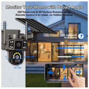 Caméra de vidéosurveillance réseau extérieure à énergie solaire 4MP 4G double objectif double écrans PIR WIFI Vision nocturne caméra IP de sécurité à faible consommation d'énergie - Product Image 3