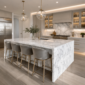 Losa de piedra sinterizada con aspecto de mármol blanco Arabescato, baldosa de porcelana con aspecto de mármol pulido de 1600 x 3200 x 12 mm para encimera de pared - Product Image 3