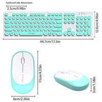 Clavier et souris sans fil ultra-minces T-WOLF TF770 Combo 2,4 GHz USB pour PC Alimenté par piles AA Plug & Play Options bleu et rose