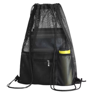 Lưới màu đen dây kéo ba lô, phòng tập thể dục thoáng khí túi với chai nước túi cho Thể Thao & Du Lịch - Product Image 1