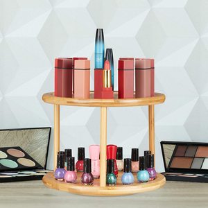 <span class=keywords><strong>Carrousel</strong></span> de cuisine Offre Spéciale support à <span class=keywords><strong>épices</strong></span> rotatif en bambou à 2 niveaux, organisateur d'étagère, support cosmétique - Product Image 4