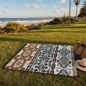 Couverture <span class=keywords><strong>de</strong></span> pique-nique géométrique tissée style bohème, <span class=keywords><strong>tapis</strong></span> d'extérieur imperméable extra large, couverture portable pour la plage et le <span class=keywords><strong>camping</strong></span>, vente en gros - Product Image 3