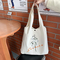 Sac fourre-tout en toile de coton personnalisé avec logo imprimé, poignée longue, mignon, durable, écologique, réutilisable, avec fermeture à bouton-pression