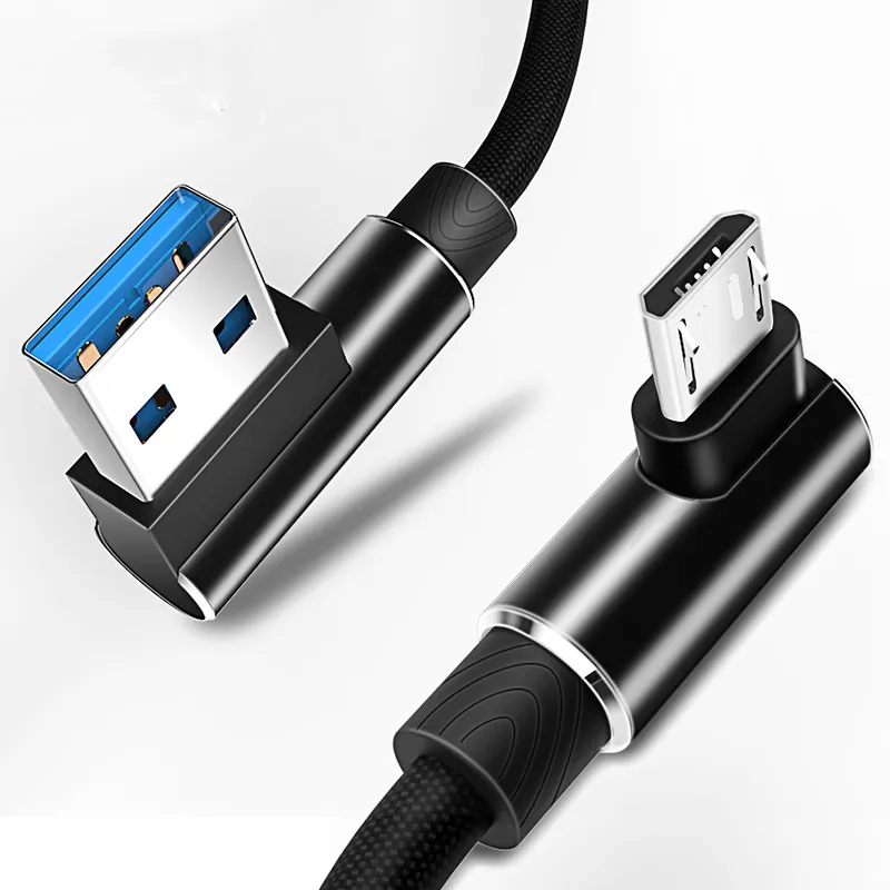 90 Độ Khuỷu Tay Dữ Liệu Sync Nhanh Sạc Cáp Micro IOS Type-C USB Phí Nylon Chơi Game Ngày Chuyển Nhanh Chóng tốc Độ USB Cáp Dữ Liệu