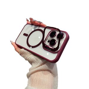 3 en 1 couleur personnalisée antichoc magnétique porte-objectif support support téléphone housse pour <span class=keywords><strong>iPhone</strong></span> 15 16 14 13 12 <span class=keywords><strong>11</strong></span> Pro Max Plus - Product Image 1