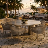 Meubles de jardin, table et chaises de jardin pour villa, ensemble de salle à manger extérieure en teck de luxe, table extérieure pour hôtel, ensemble de salle à manger extérieure pour hôtel