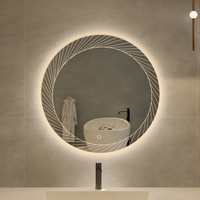 Miroir LED intelligent rond anti-buée et anti-rouille sans cuivre pour salles de bain de style appartement urbain (vente en gros)