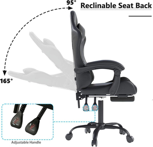 <span class=keywords><strong>Silla</strong></span> de Juego de Piel Sintética <span class=keywords><strong>Negra</strong></span> con Logotipo Personalizado para Jugadores, Respaldo Reclinable, <span class=keywords><strong>Silla</strong></span> Ergonómica para Computadora - Product Image 3
