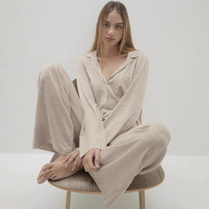 Conjunto de Pijama Informal para Mujer en Existencia, Conjunto de Pijama de Color Sólido, Pijama de Mujer, Ropa de Dormir de Punto para el Hogar - Product Image 1