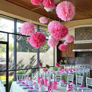 20/30cm MultiColor Party Wedding Decor Hanging Tissue Paper Flower Balls Pom Pom For Birthday Wedding Christmas