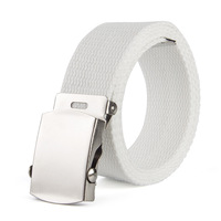 Cinturón de tela de lona con hebilla deslizante de hierro cómodo flexible unisex para uso diario de jóvenes