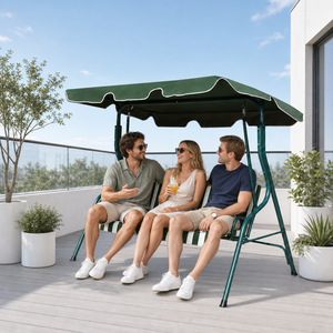 3-Seat Outdoor Porch <b>Swing</b>, <b>Patio</b> Hanging Chair, Garden <b>Swings</b> Chair With Removable Cushions for Backyard - Product Image 2