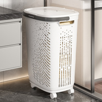 Panier à linge portable en plastique écologique pour la maison avec roulettes, panier de rangement pour vêtements pour la salle de bain