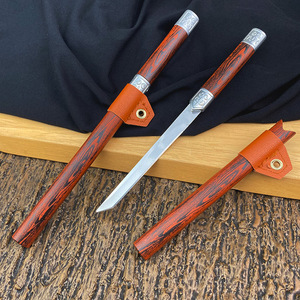 Outdoor Multi Function Fruit Knife 22.5Cm Mirror Finish Blade Camping Tea Knife Portable Meat Knife With Wooden Handle - Product Image 1