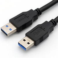SYONG câble de transfert de données USB 3.0 mâle à mâle haute vitesse 0.3m, noir pour boîtiers de disque dur lecteur DVD imprimante pour ordinateur portable caméra