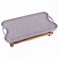 Barbecue commercial rectangulaire spécial en bois pour poisson, au charbon et à l'alcool, avec revêtement antiadhésif en pierre Maifan, antirouille