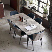 Chaise de salle à manger minimaliste moderne de luxe à finition brillante, table rectangulaire moderne pour la maison, cuisine, salle à manger