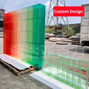 Gabinete de exhibición de acrílico de color degradado multicapa moderno hecho a mano Soporte de exhibición de almacenamiento altamente transparente para transmisión en vivo - Product Image 4